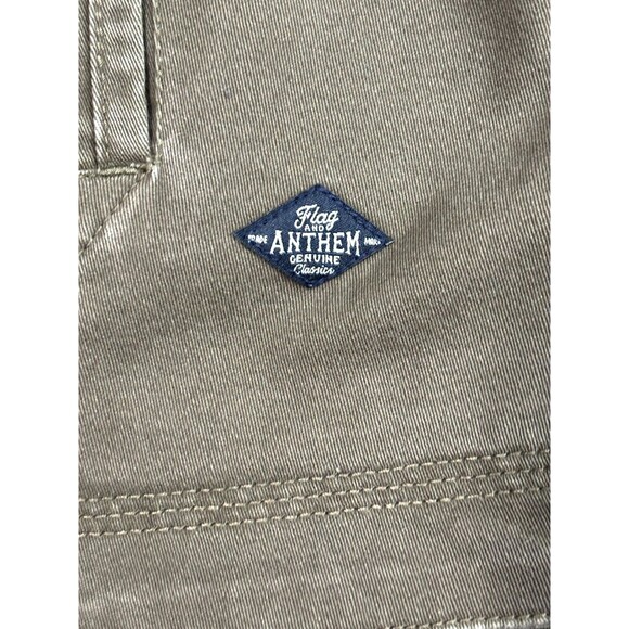Flag Anthem Olive Mock Neck Trucker Military Shirt Jacket Zip Up Hidden Button - Picture 2 of 16